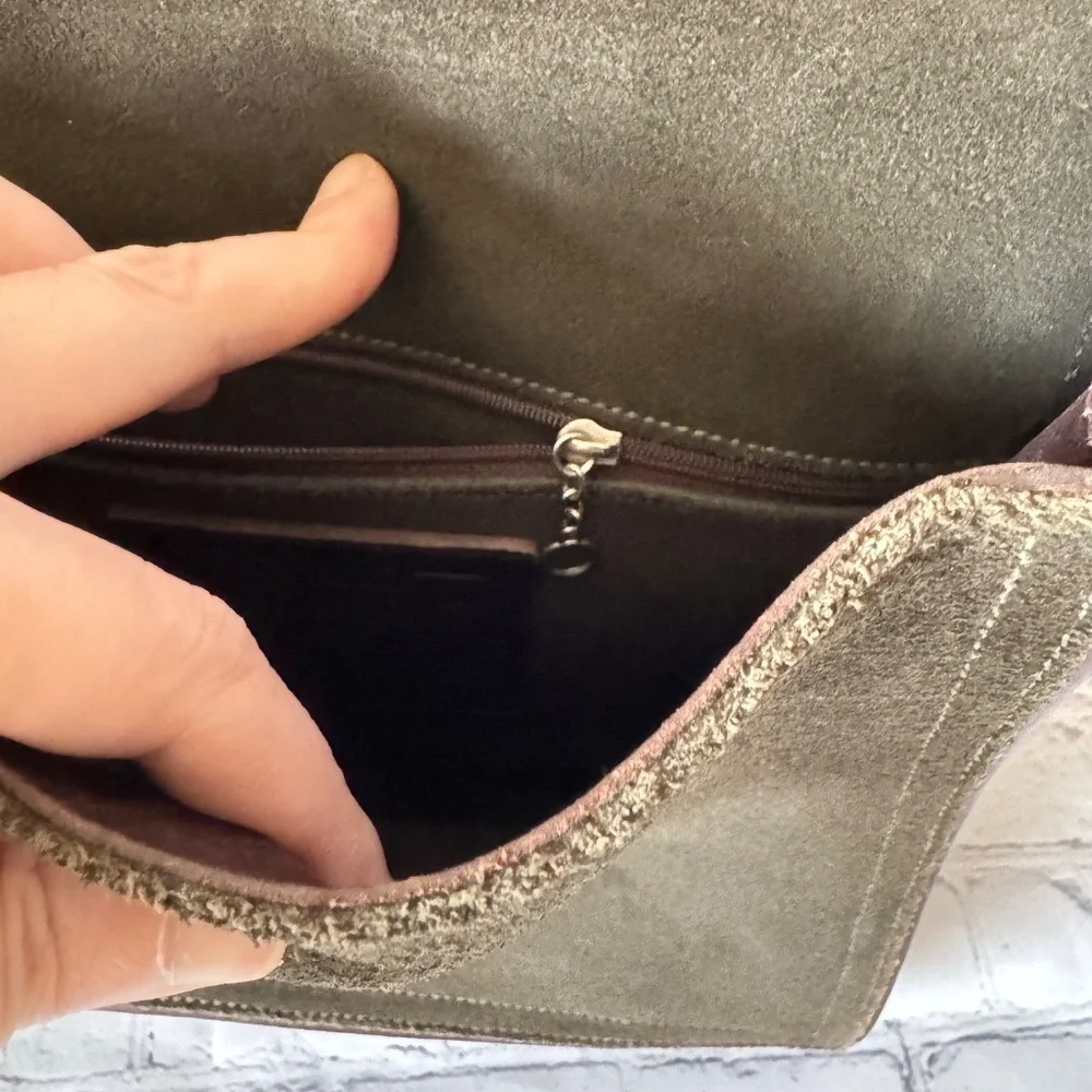 Rare Vintage Coach Olive Suede Leather Crossbody Bag